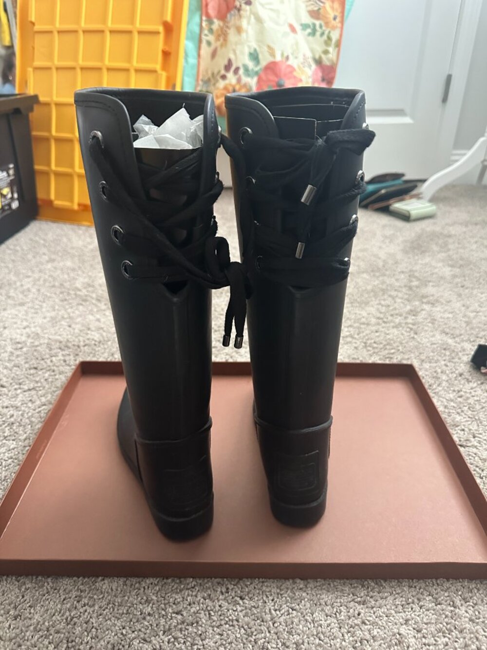 Coach Black Rain Boots (7) - Picture 2 of 3